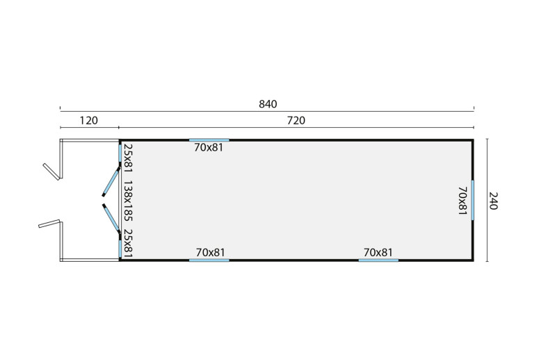 Casas de madera Algeciras modelo Gypsy Wagon 840 Algeciras 40.0177N plano