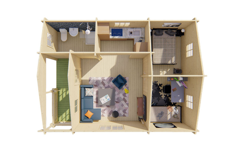 Casas de madera Portugal Modelo Kay 40.0825N INTERIOR Casas de madera Portugal Modelo Kay 40.0825N INTERIOR