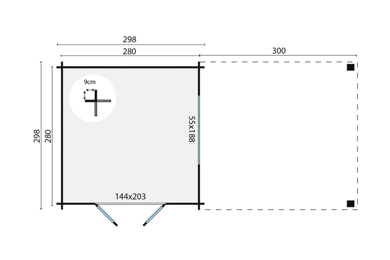 Casas de madera Beja - Modelo Dellinger - Plano