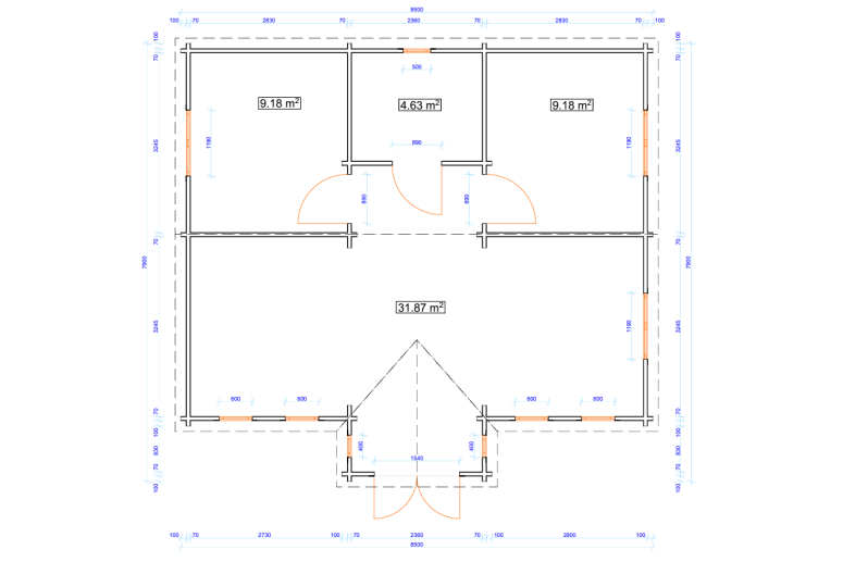 Casas prefabricadas Córdoba modelo Mullingar 40.7310N Plano detallado