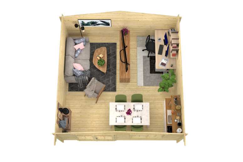 Casas de madera Pontevedra modelo Leipzig 40.7215 interior