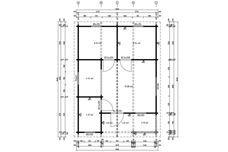 Casas de madera Portugal Modelo Kay 40.0825N Plano Casas de madera Portugal Modelo Kay 40.0825N Plano